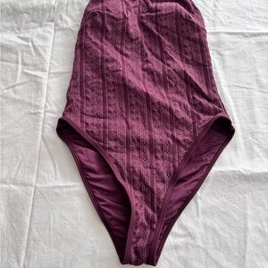Purple Textured One-Piece Swimsuit